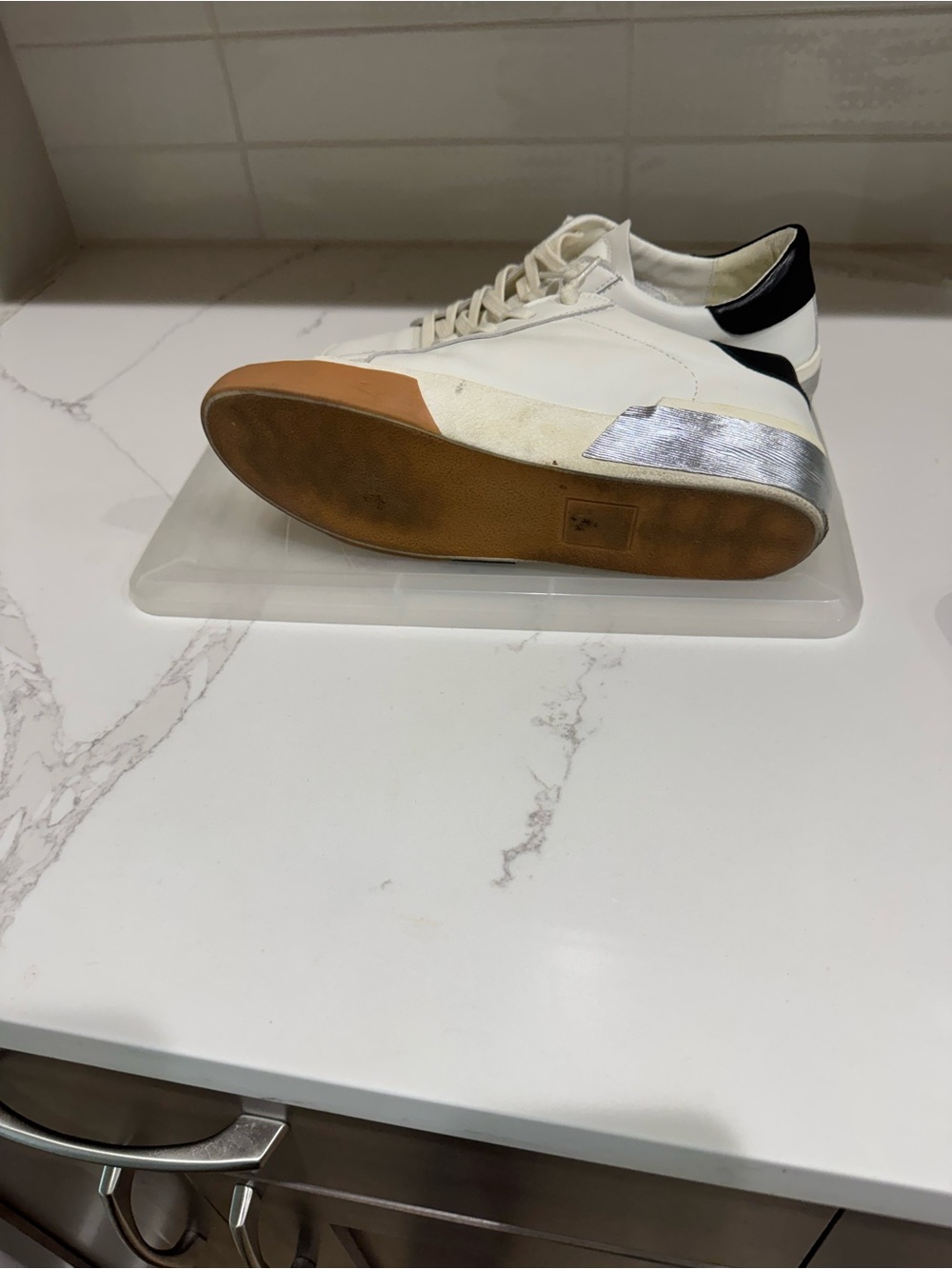 DV by Dolce Vita Zina Cream Leather Sneakers with Black Accents and Gum Sole - Picture 8 of 8
